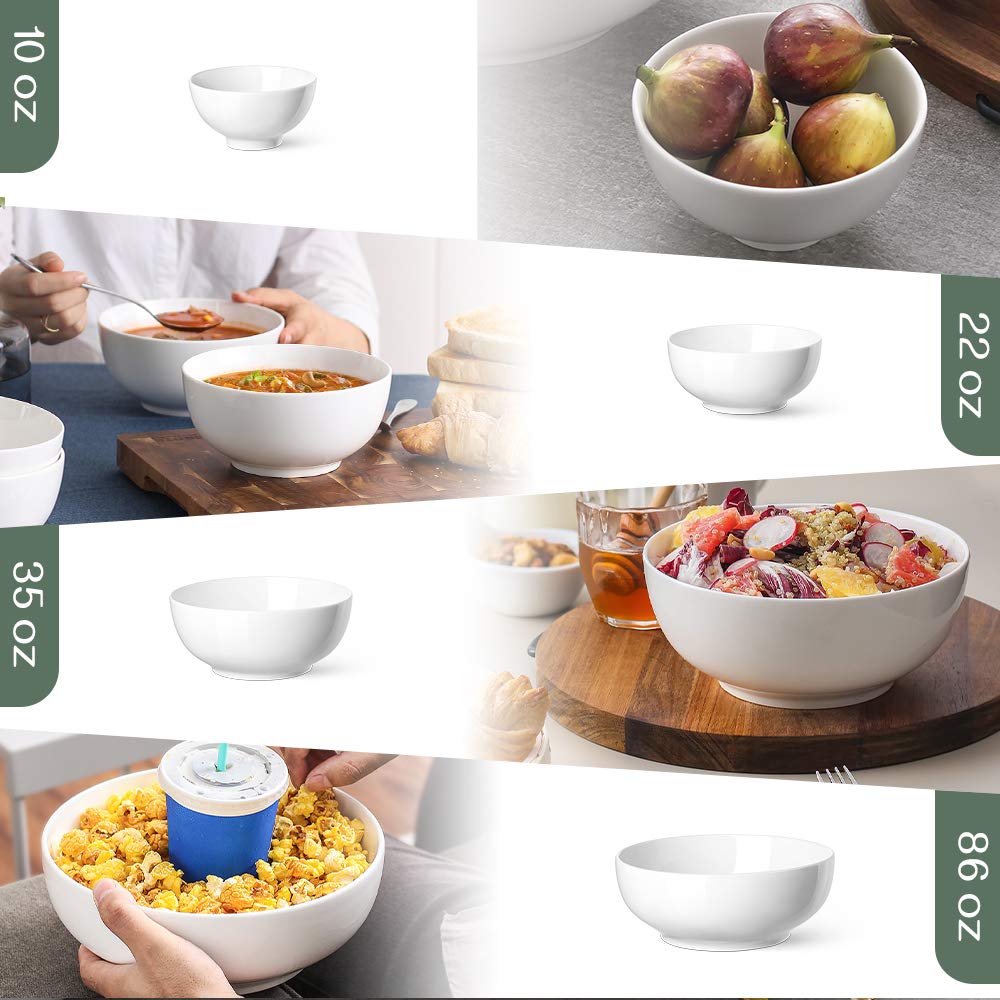 DOWAN Serving Bowl Ceramic, White Mixing Nesting Bowl, 86/36/24